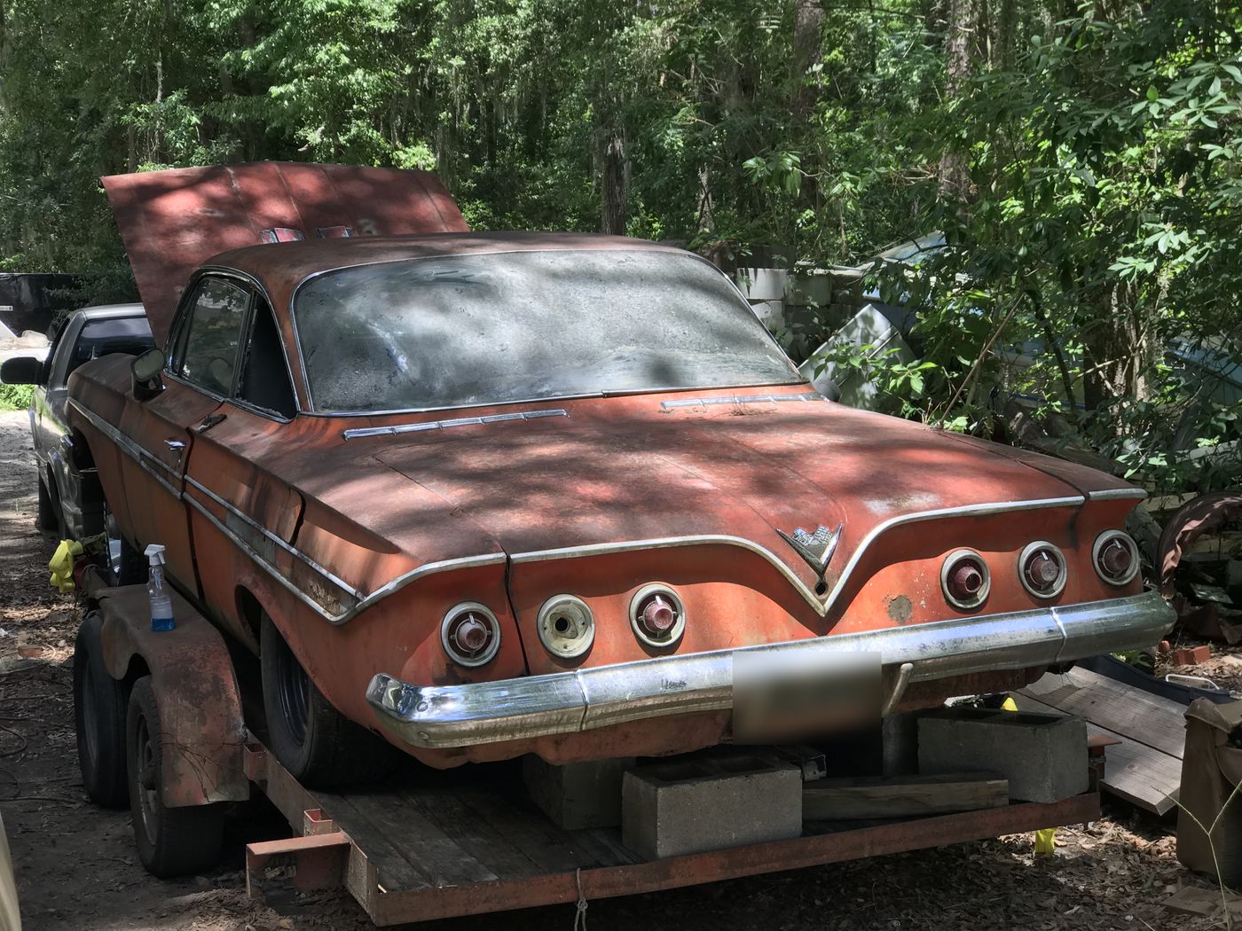Classic Chevrolet Impala on a trailer