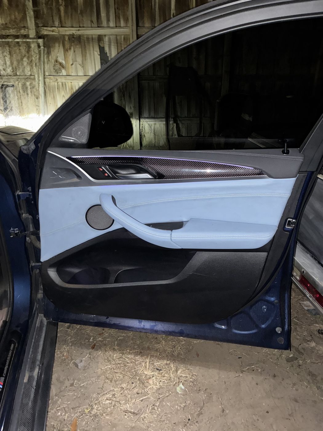 Light gray door panel in a BMW