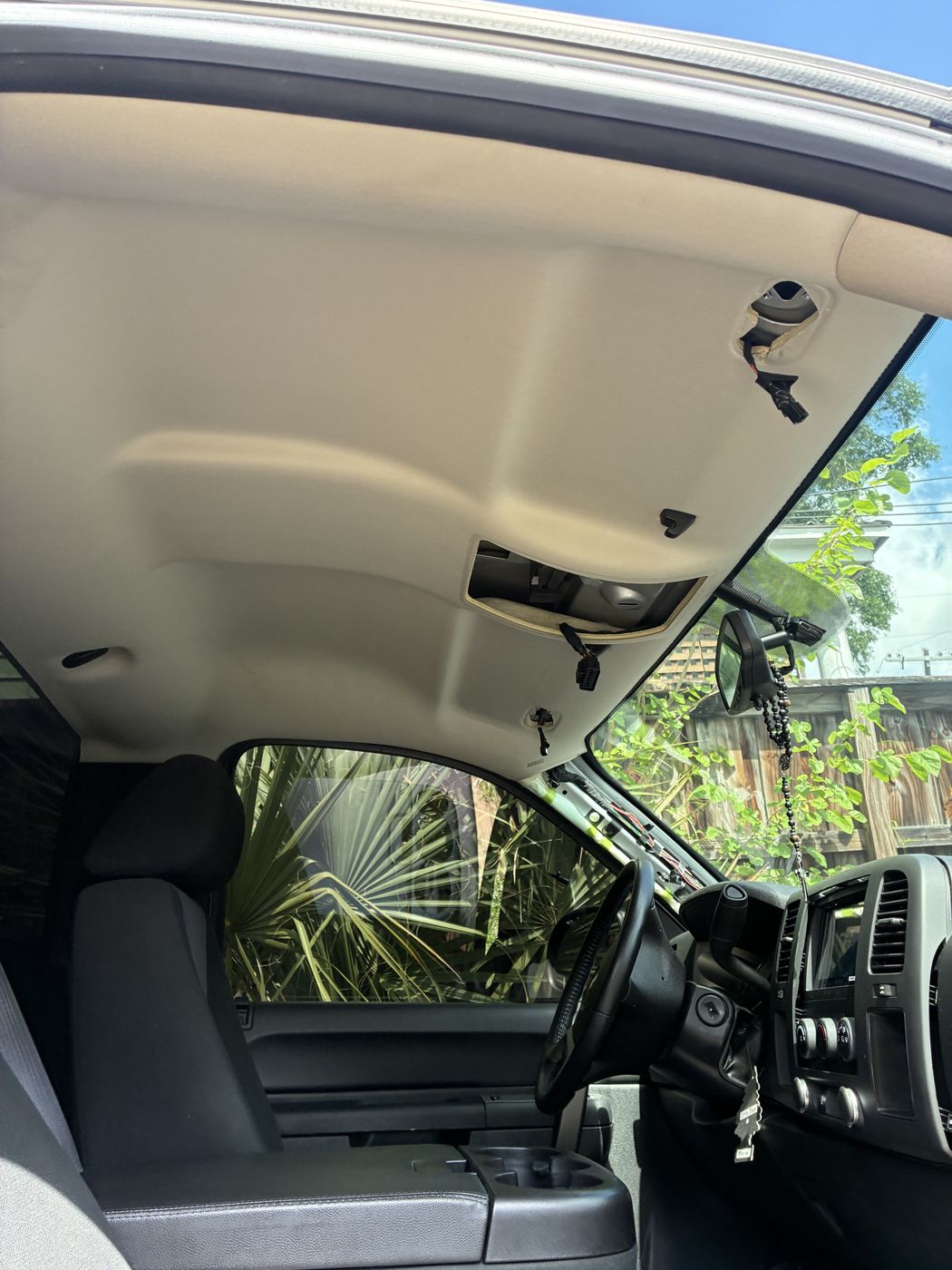 Headliner in a pickup truck